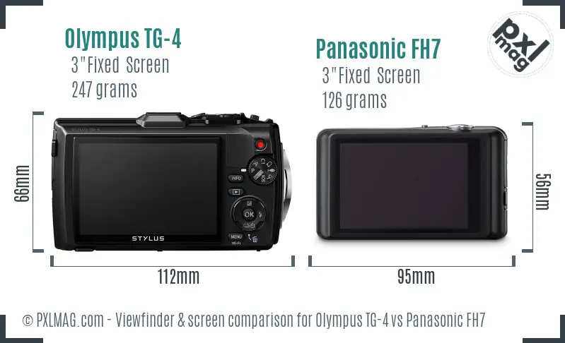 Olympus TG-4 vs Panasonic FH7 Screen and Viewfinder comparison