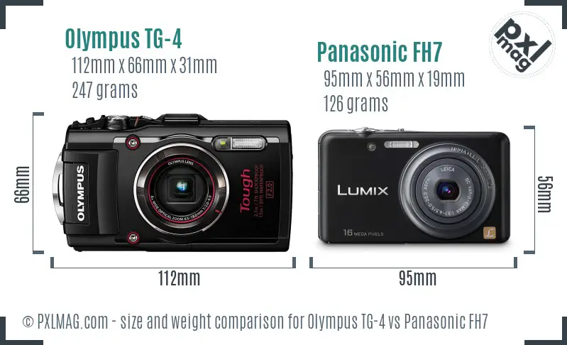 Olympus TG-4 vs Panasonic FH7 size comparison