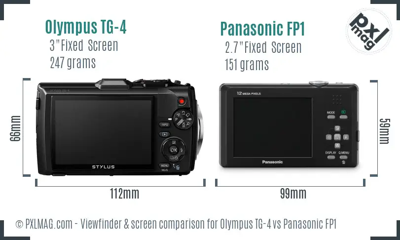 Olympus TG-4 vs Panasonic FP1 Screen and Viewfinder comparison