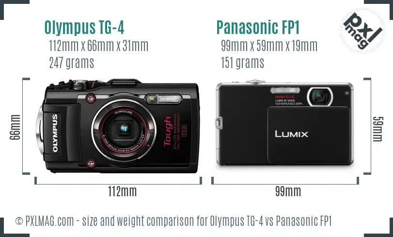 Olympus TG-4 vs Panasonic FP1 size comparison