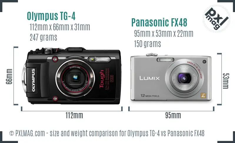 Olympus TG-4 vs Panasonic FX48 size comparison Olympus TG-4 vs Panasonic FX48 size comparison
