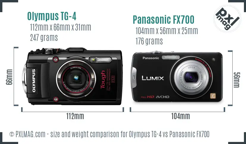 Olympus TG-4 vs Panasonic FX700 size comparison