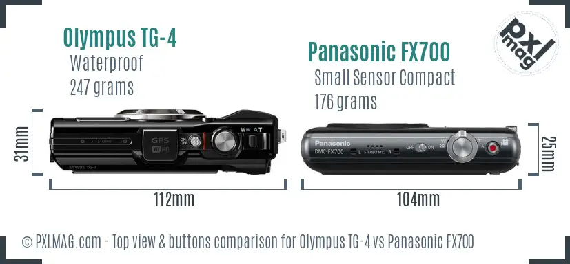 Olympus TG-4 vs Panasonic FX700 top view buttons comparison