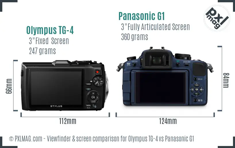 Olympus TG-4 vs Panasonic G1 Screen and Viewfinder comparison