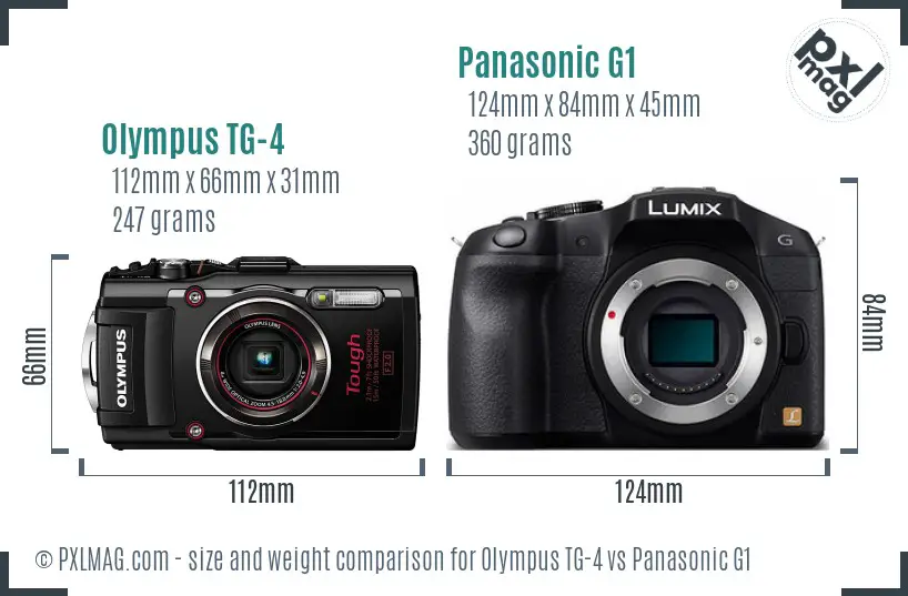 Olympus TG-4 vs Panasonic G1 size comparison