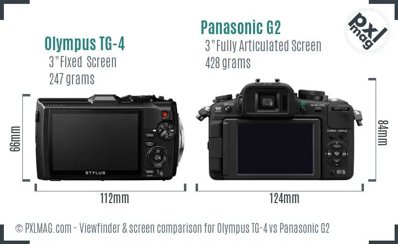 Olympus TG-4 vs Panasonic G2 Screen and Viewfinder comparison