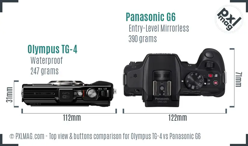 Olympus TG-4 vs Panasonic G6 top view buttons comparison