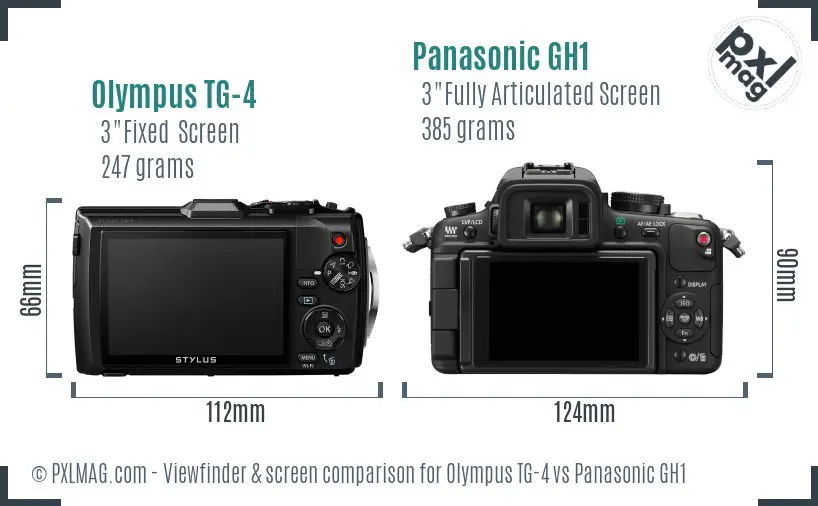 Olympus TG-4 vs Panasonic GH1 Screen and Viewfinder comparison Olympus TG-4 vs Panasonic GH1 Screen and Viewfinder comparison