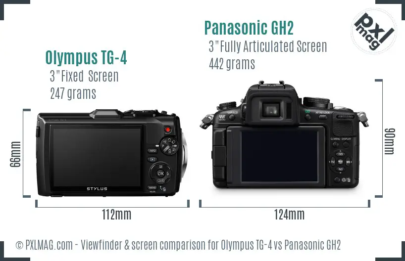 Olympus TG-4 vs Panasonic GH2 Screen and Viewfinder comparison