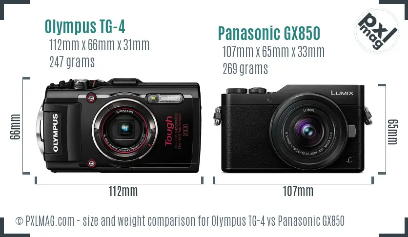 Olympus TG-4 vs Panasonic GX850 size comparison Olympus TG-4 vs Panasonic GX850 size comparison
