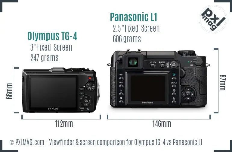 Olympus TG-4 vs Panasonic L1 Screen and Viewfinder comparison