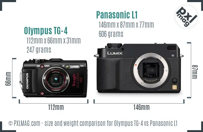 Olympus TG-4 vs Panasonic L1 size comparison