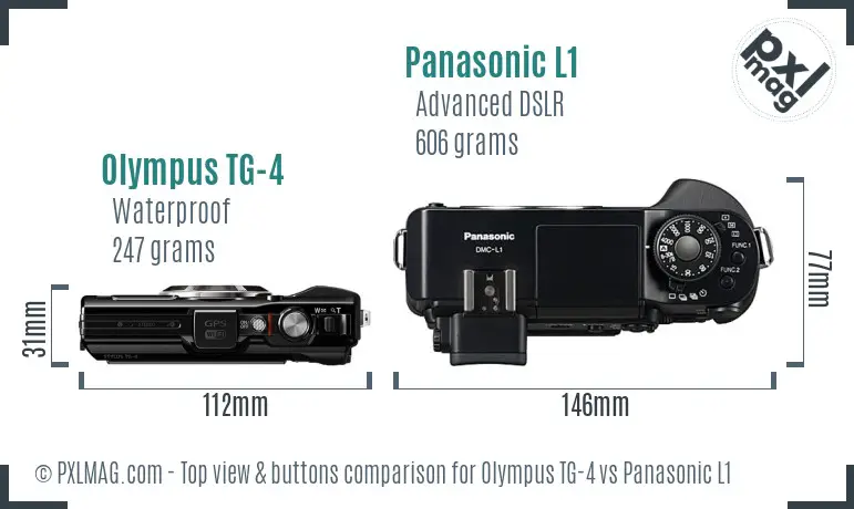 Olympus TG-4 vs Panasonic L1 top view buttons comparison