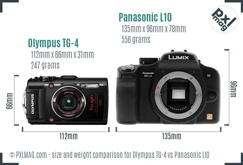 Olympus TG-4 vs Panasonic L10 size comparison