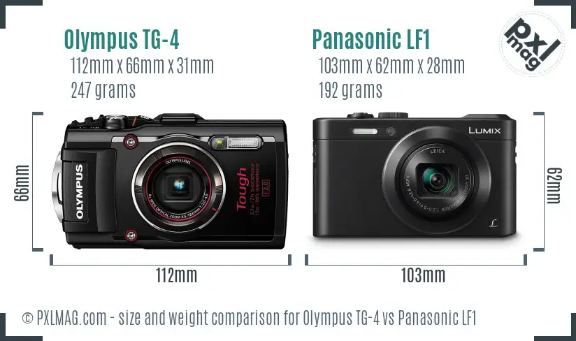 Olympus TG-4 vs Panasonic LF1 size comparison