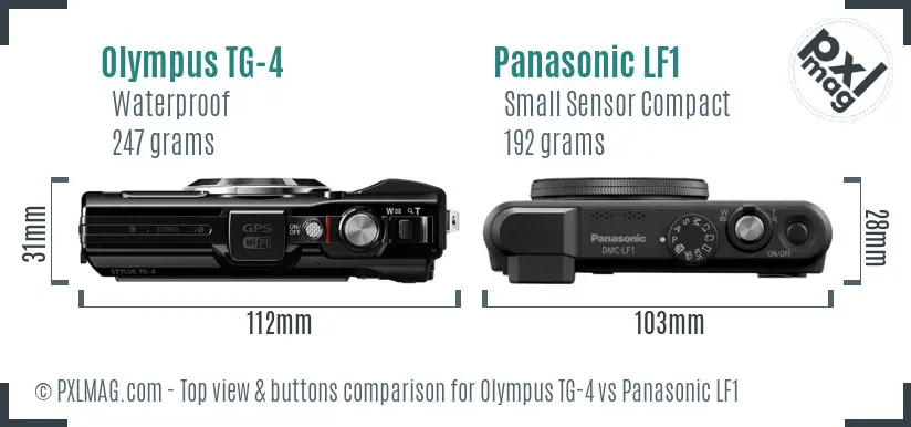 Olympus TG-4 vs Panasonic LF1 top view buttons comparison