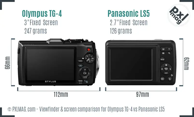 Olympus TG-4 vs Panasonic LS5 Screen and Viewfinder comparison