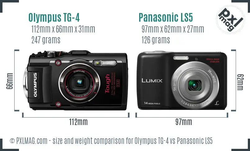 Olympus TG-4 vs Panasonic LS5 size comparison