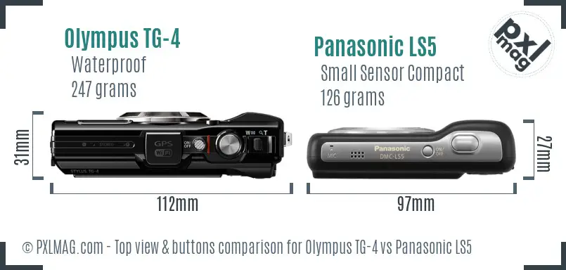 Olympus TG-4 vs Panasonic LS5 top view buttons comparison