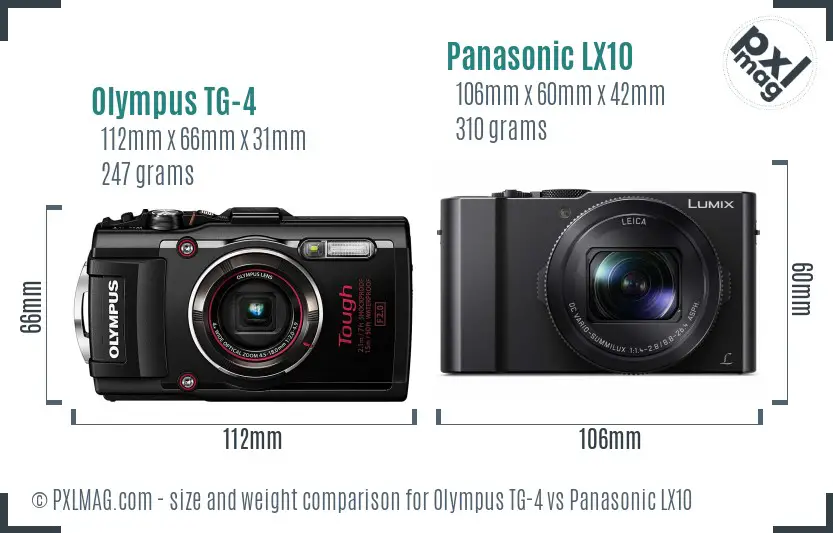 Olympus TG-4 vs Panasonic LX10 size comparison