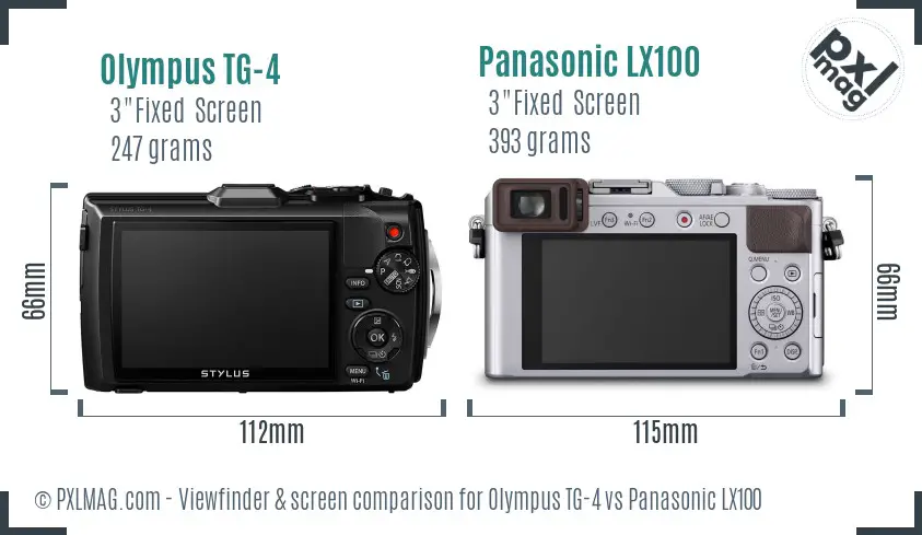 Olympus TG-4 vs Panasonic LX100 Screen and Viewfinder comparison Olympus TG-4 vs Panasonic LX100 Screen and Viewfinder comparison