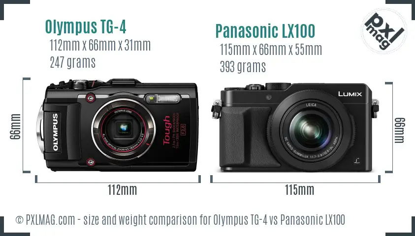 Olympus TG-4 vs Panasonic LX100 size comparison Olympus TG-4 vs Panasonic LX100 size comparison