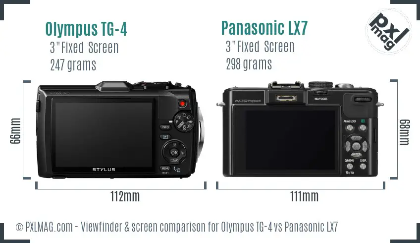 Olympus TG-4 vs Panasonic LX7 Screen and Viewfinder comparison