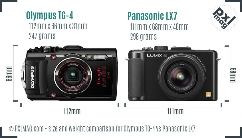 Olympus TG-4 vs Panasonic LX7 size comparison