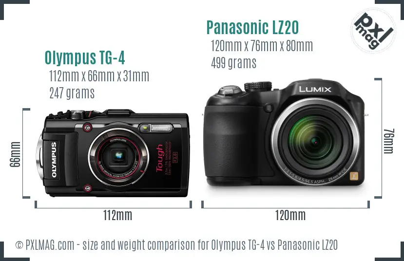 Olympus TG-4 vs Panasonic LZ20 size comparison Olympus TG-4 vs Panasonic LZ20 size comparison