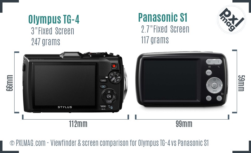 Olympus TG-4 vs Panasonic S1 Screen and Viewfinder comparison
