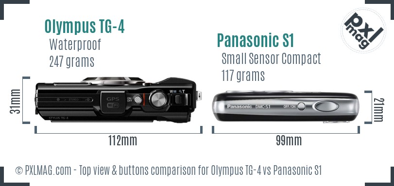 Olympus TG-4 vs Panasonic S1 top view buttons comparison