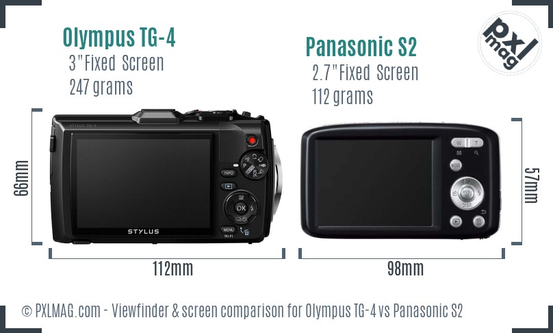 Olympus TG-4 vs Panasonic S2 Screen and Viewfinder comparison
