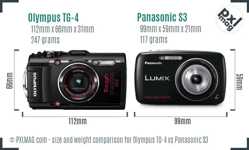 Olympus TG-4 vs Panasonic S3 size comparison