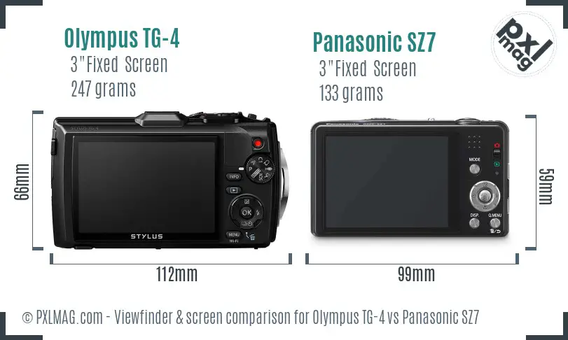 Olympus TG-4 vs Panasonic SZ7 Screen and Viewfinder comparison