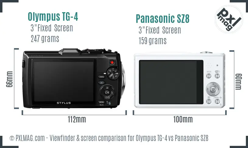 Olympus TG-4 vs Panasonic SZ8 Screen and Viewfinder comparison Olympus TG-4 vs Panasonic SZ8 Screen and Viewfinder comparison