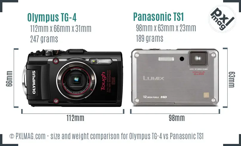 Olympus TG-4 vs Panasonic TS1 size comparison