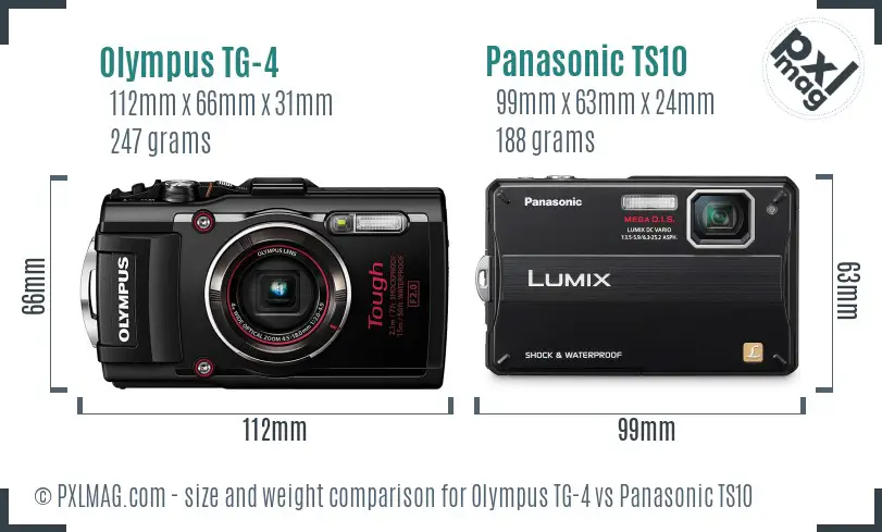 Olympus TG-4 vs Panasonic TS10 size comparison