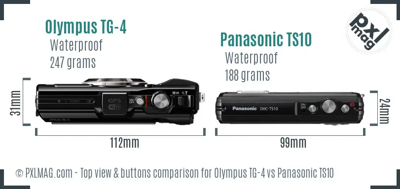 Olympus TG-4 vs Panasonic TS10 top view buttons comparison
