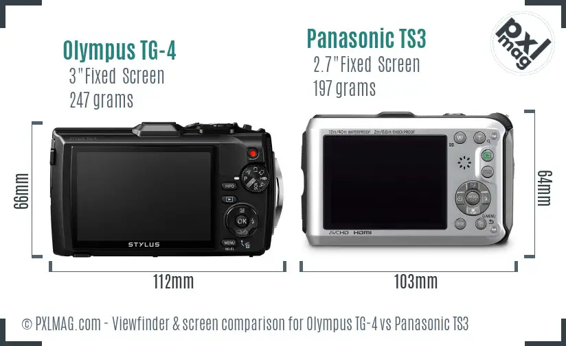 Olympus TG-4 vs Panasonic TS3 Screen and Viewfinder comparison