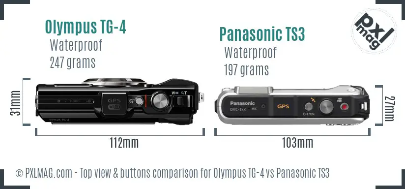 Olympus TG-4 vs Panasonic TS3 top view buttons comparison