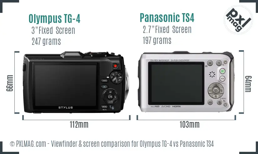 Olympus TG-4 vs Panasonic TS4 Screen and Viewfinder comparison