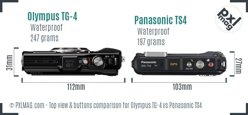 Olympus TG-4 vs Panasonic TS4 top view buttons comparison