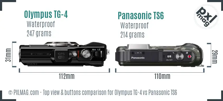 Olympus TG-4 vs Panasonic TS6 top view buttons comparison