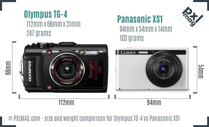 Olympus TG-4 vs Panasonic XS1 size comparison