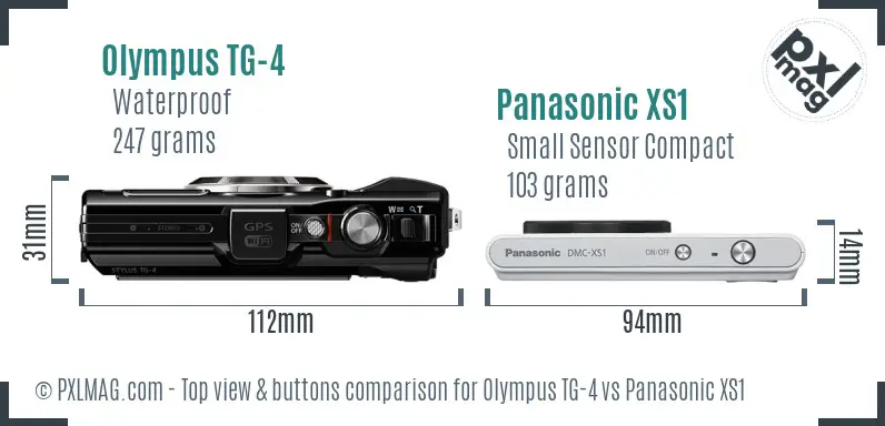 Olympus TG-4 vs Panasonic XS1 top view buttons comparison