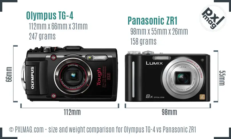Olympus TG-4 vs Panasonic ZR1 size comparison
