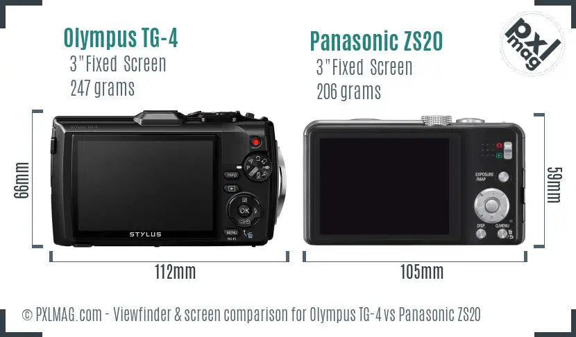 Olympus TG-4 vs Panasonic ZS20 Screen and Viewfinder comparison