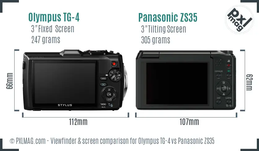 Olympus TG-4 vs Panasonic ZS35 Screen and Viewfinder comparison Olympus TG-4 vs Panasonic ZS35 Screen and Viewfinder comparison