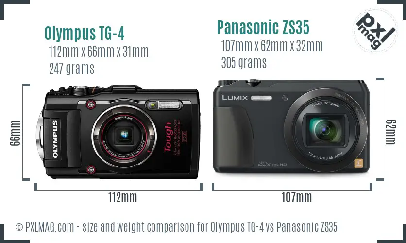 Olympus TG-4 vs Panasonic ZS35 size comparison Olympus TG-4 vs Panasonic ZS35 size comparison