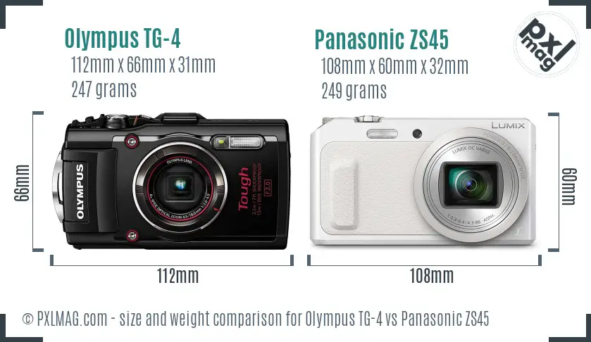 Olympus TG-4 vs Panasonic ZS45 size comparison